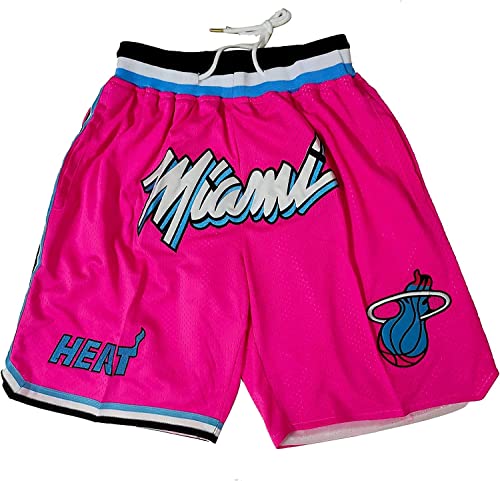 DUOROUPUTAO - Pantalones Cortos Hombre, de Miami Heat City Edition, para Adultos, de Baloncesto para Hombre Shorts de Entrenamiento de Secado rápido con Bolsillos (Rosa, S)