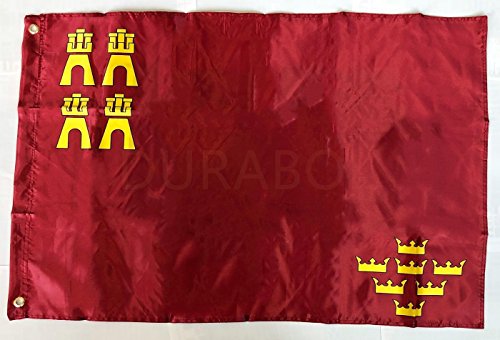 Durabol Bandera de Murcia Comunidades autónomas de España 60*90 cm SATIN 2 anillas metálicas fijadas en el dobladillo (MURCIA)