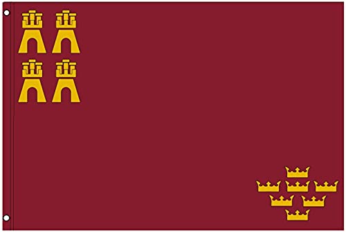 Durabol Bandera de Murcia Comunidades autónomas de España 60*90 cm SATIN 2 anillas metálicas fijadas en el dobladillo (MURCIA)