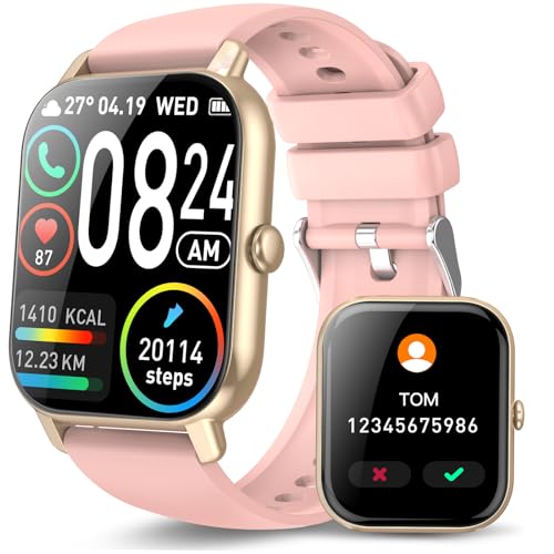 DUSONLAP 2023 Reloj Inteligente Mujer Hombre con Llamadas, 1,85'' smartwatch Hombre con 112 Modos Deportivos, Monitor de Ritmo Cardíaco y Sueño, Smart Watch Impermeable IP68 para Android iOS, Rosado