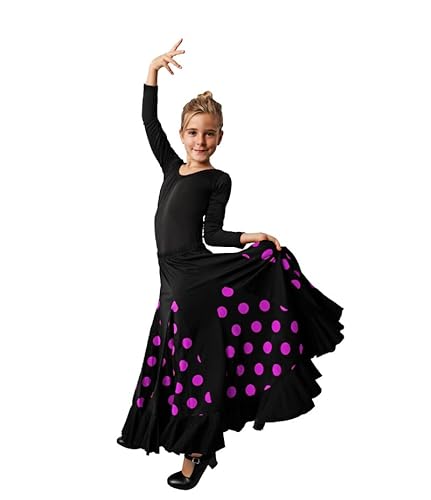 Dysmad Costumizate! Falda de Flamenco para niñas. Flada con un Volante y Lunares con Colores a Elegir. (8, Morado)