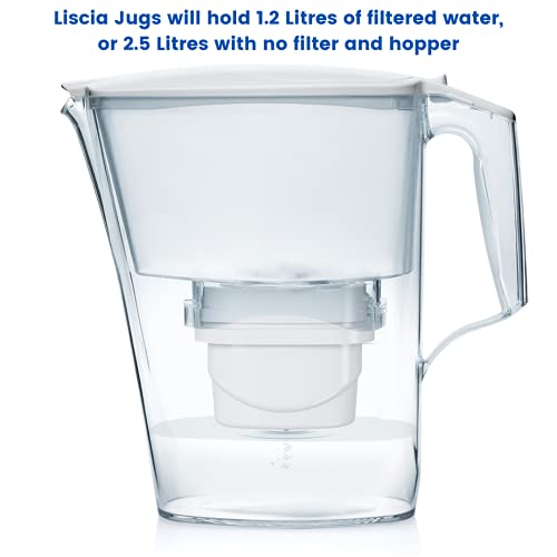 E-volve Aqua Optima Liscia + 6 cartuchos agua Evolve. Pack de 6 meses, blanco, 2,8 litros, Jarra 2,5L + 6 filtros