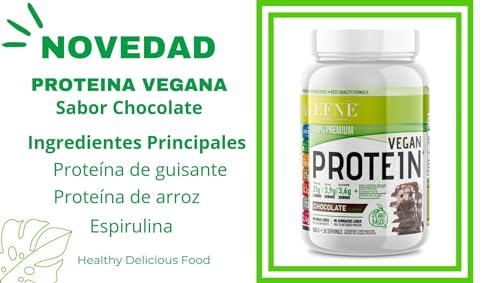 EFNE | Proteína Vegana con Espirulina 900G | Sabor Chocolate | Proteína Orgánica Ecológica | 21/g por dosis | Aislado de Proteína Guisante y Concentrado de Arroz