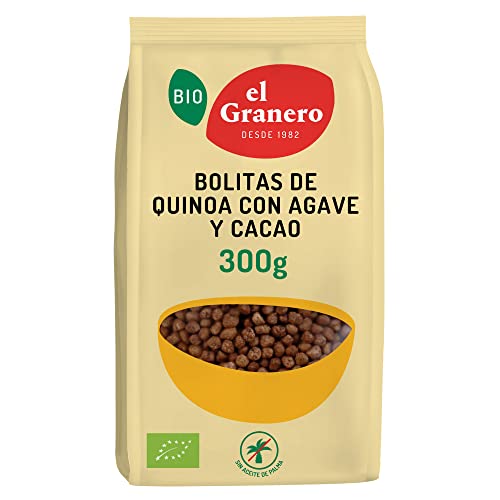 El Granero Integral - Bolitas de Quinoa con Agave y Cacao - 300 g - Alto Nivel de Proteínas - Rico en Vitaminas, Minerales y Aminoácidos - Favorece el Desarrollo Cerebral - Apta para Veganos