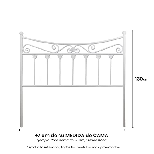 El Herrero Cabecero de Forja Córdoba | Cabezal para Cama de Matrimonio e Individual | Producto Artesanal, Hecho en España Blanco, para Cama de 150 (157cm)