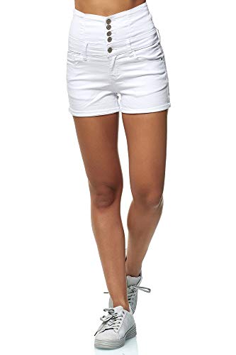 Elara Pantalones Cortos Mujer Cintura Alta Push Up Chunkyrayan Blanco MS2021 White 38 (M)