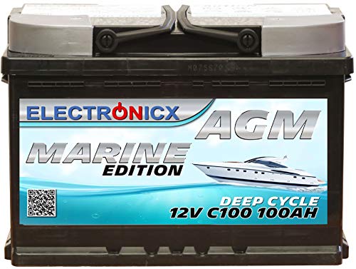 Electronicx Bateria Solar AGM 12v 100ah Marine Edition Barcos Barca Caravana Autocaravana Bateria Solar