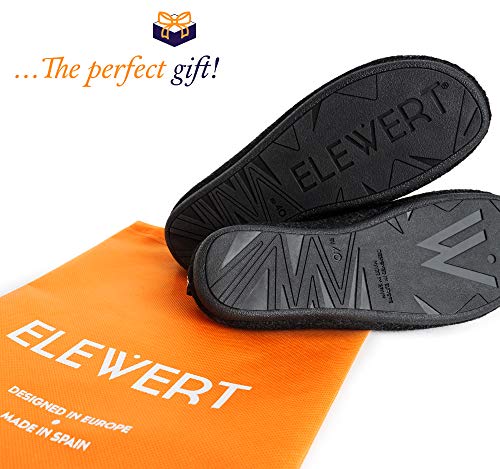 ELEWERT® - NATURAL - Zapatillas de Estar por casa - unisex - fabricadas en España - confort - interior - exterior - suela de caucho - plantilla extraíble reciclada - Fieltro -Negro, EU 44