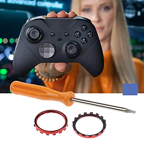 eMagTech 2 pares rojo acento anillos accesorios con T6 T8 destornillador Crowbar plástico cromado mate Thumbstick Gamepad 3D 2.5 cm perla bolsa para Xbox One Elite Controller