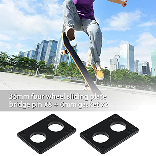 eMagTech Junta de tabla de skate con ruedas para Longboard Riser Pads con puente para manicura, reparación de golpes, color negro