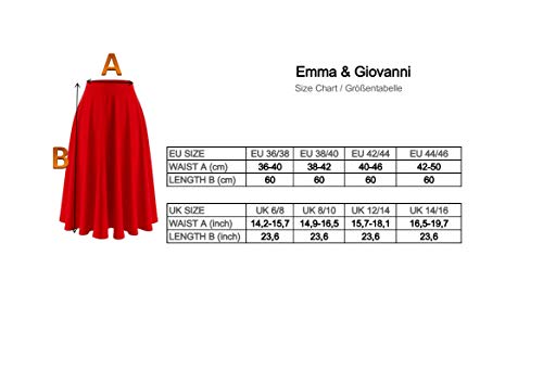Emma & Giovanni - Midi Corto Elástica Plisada Básica Falda - Mujer (Negro, 36-38)