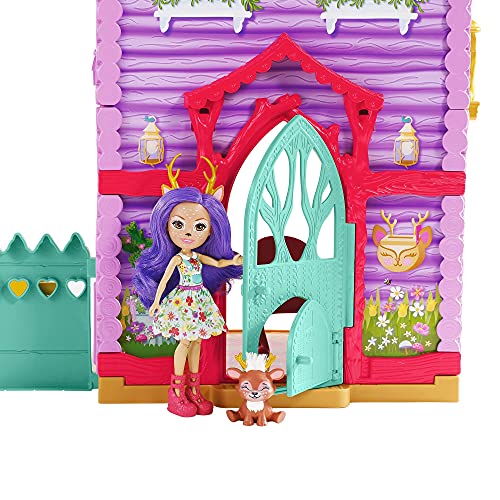 Enchantimals Casa Ciervo con Danessa Deer Muñeca con casa de juguete, mascota y accesorios (Mattel GYJ18)