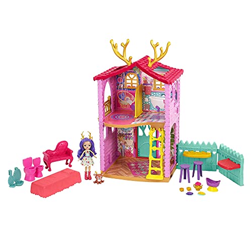 Enchantimals Casa Ciervo con Danessa Deer Muñeca con casa de juguete, mascota y accesorios (Mattel GYJ18)