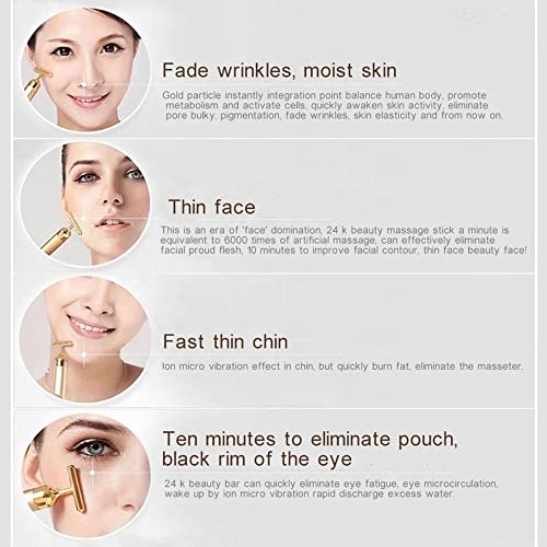 Energy Beauty Bar 24k Masajeador Facial Eléctrico - Masajeador Facial para Frente, Cuello, Mejillas, Ojeras (oro)