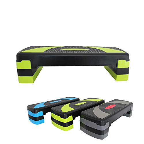 EnjoyFit - Step para aerobic (3 niveles, altura regulable, 78 x 30 x 10/15/20 cm), verde / negro
