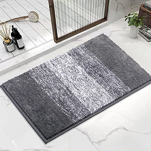 Enyhom Alfombra de baño de microfibra extrasuave, antideslizante, lavable, gris oscuro, alfombra de baño, absorbente de agua, 50 x 80 cm