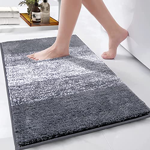 Enyhom Alfombra de baño de microfibra extrasuave, antideslizante, lavable, gris oscuro, alfombra de baño, absorbente de agua, 50 x 80 cm
