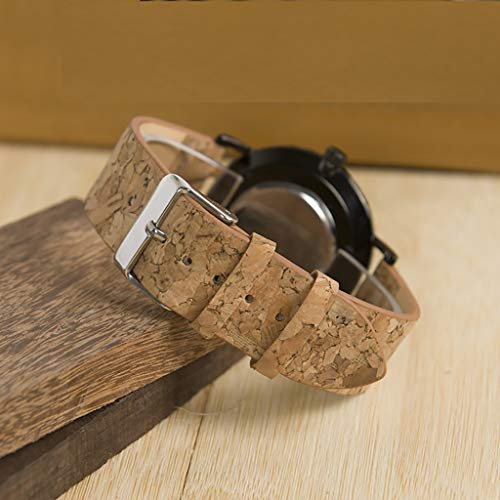 EPANO All Wood Watch Reloj de Cuarzo con Correa de Corcho Cronógrafo Multifuncional Reloj de Pulsera Reloj de Mujer for Hombre