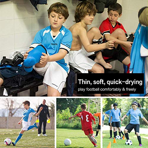 EQLEF Calcetines de fútbol para niños, largos, cómodos y transpirables, elegantes calcetines de fútbol para niños de 6 a 10 años, un par
