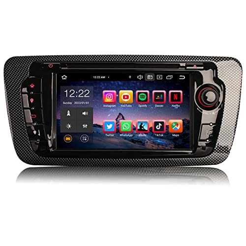 Erisin 7 Pulgadas 8 núcleos 4GB RAM 64GB ROM Android 12 Radio Coche Bluetooth Navegador GPS para Seat Ibiza Soporta Wireless Carplay Android Auto WiFi Dab+ DSP USB RDS OBD2 4G FM CD Player TDT