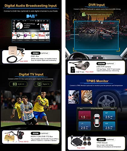 Erisin 7 Pulgadas 8 núcleos 4GB RAM 64GB ROM Android 12 Radio Coche Bluetooth Navegador GPS para Seat Ibiza Soporta Wireless Carplay Android Auto WiFi Dab+ DSP USB RDS OBD2 4G FM CD Player TDT