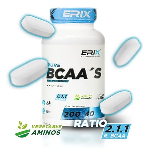 ERIX NUTRICION | BCAA 2.1.1 200 COMPRIMIDOS | Favorece la Recuperación Muscular y Ayuda a Definir los Músculos | Aporta Aminoácidos Esenciales | BCAA Glutamina - BCAA en Cápsulas