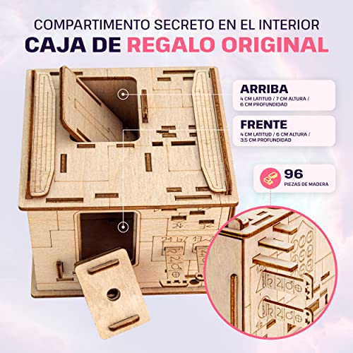 ESC Welt Space Box, Caja Rompecabezas de Madera con Compartimentos Ocultos para Adolescentes y Adultos - Caja Secreta para Jugar en Familia - Caja Escape Room para Fanáticos de los Rompecabezas