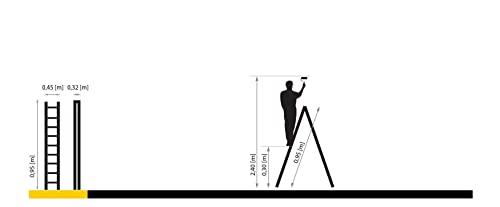 Escalera de Mano DRABEST Pro de Madera – Escalera de Mano de 3 peldaños – – Escalera de Mano Ligera – Escalera Plegable para el hogar - Refuerzos De Zinc – Capacidad 150 Kg – 57x95x13cm