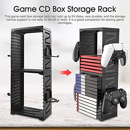Estante de almacenamiento de disco de juego PS5, caja de almacenamiento multifuncional con mango de disco de doble capa para PS5 PS4 XBOX NS Rack de almacenamiento