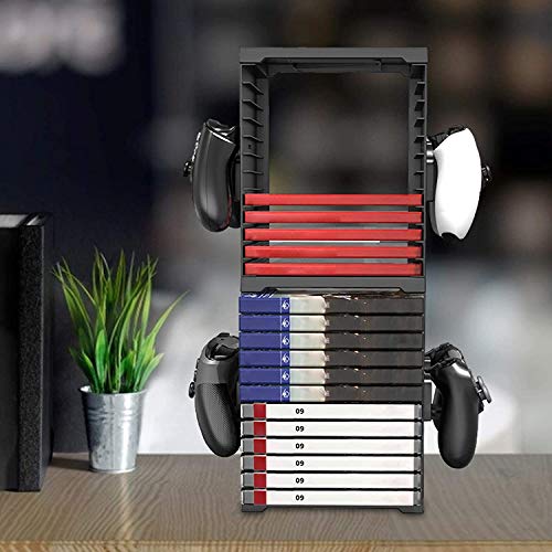 Estante de almacenamiento de disco de juego PS5, caja de almacenamiento multifuncional con mango de disco de doble capa para PS5 PS4 XBOX NS Rack de almacenamiento