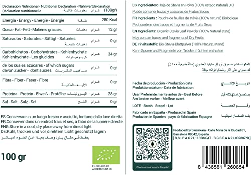 Estevia en Polvo natural molida pura (Asteraceae) | Stevia de cultivo Ecológica BIO origen Española | Hojas molida | Verde | Endulzante proceso natural raw | 100gr