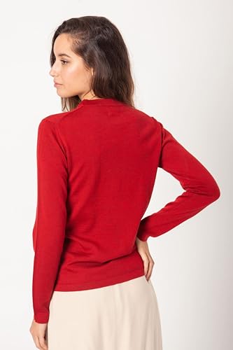 ETERKNITY Jersey Mujer Lana Merino 100% Cuello Redondo (Rojo, L)