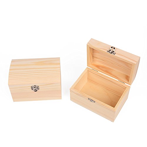 ewtshop® - Juego de 2 cajas de madera para el tesoro de madera, caja del tesoro