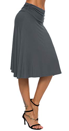 EXCHIC Falda de Yoga para Mujer con Mini Llamarada (L, Pizarra)