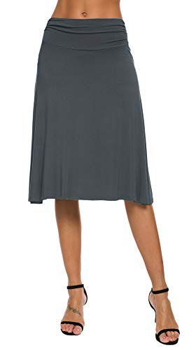 EXCHIC Falda de Yoga para Mujer con Mini Llamarada (L, Pizarra)