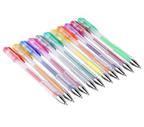 Exerz Bolígrafos de gel de colores 30pz dentro de estuche plástico, esferos con bolígrafo de tinta fina, color vibrante, incluye esferos con tonos de escarcha, neón, metálicos, y clásicos