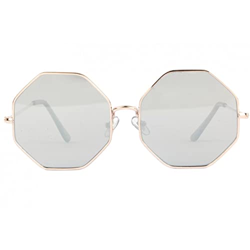Eye Wear - Gafas de sol octogonales con espejo, color gris, tendencias octy, gris, Talla única