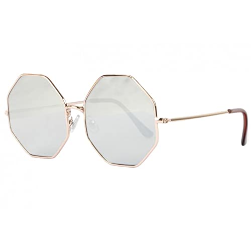 Eye Wear - Gafas de sol octogonales con espejo, color gris, tendencias octy, gris, Talla única