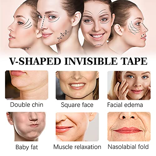 Face Lift Tape,Lifting Facial Parche,60 Piezas Invisible Lift Adhesivo Facial,V Face Lifting,Face Lift Stickers,Cinta de Estiramiento Facial,Cinta Adhesiva Facial,Lift Adhesivo Facial Lifting Cuello