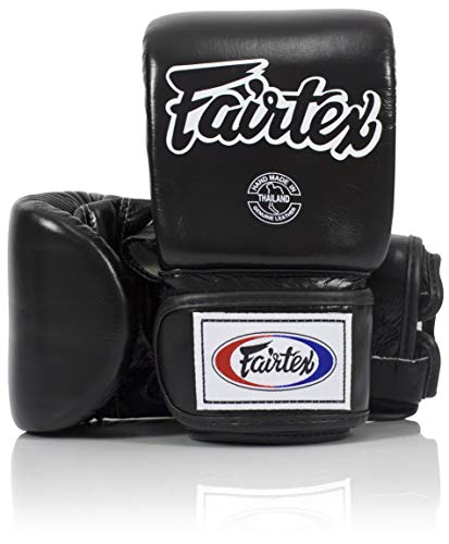 Fairtex Guantes Muay Thai TGO3, Entrenamiento & Sparring Bag Guantes de Boxeo para Kick Boxing MMA K1 (Negro, M)