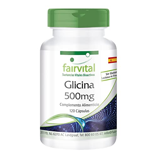 Fairvital | Glicina 500mg - VEGANA - Dosis elevada - Aminoácido - 120 Cápsulas - Calidad Alemana