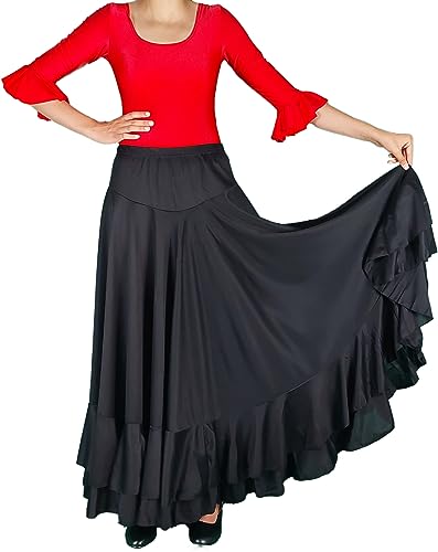 Falda Flamenco 2 Volantes Negro, Negro , 6 años