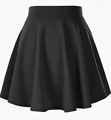 Falda para Niñas Falda Corta Plisada de Punto para Niñas Faldas Patinador Danza Tenis Disfraz (7-8 Años, Negro)