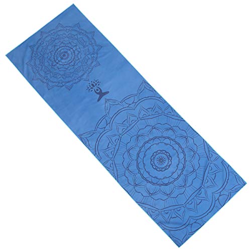 Fansu Toalla de Yoga Antideslizante, Esterilla de Yoga para Viajes Plegable Secado para Caliente Yoga Secado Rápido Toalla Microfibra Pilates Ejercicios de Piso (185cm*63cm,Azul)