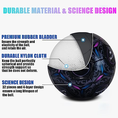 FANTECIA Balón de fútbol de tamaño 5 para Juego Regular y Entrenamiento, balón de fútbol de Partido con tamaño estándar y tamaño Oficial