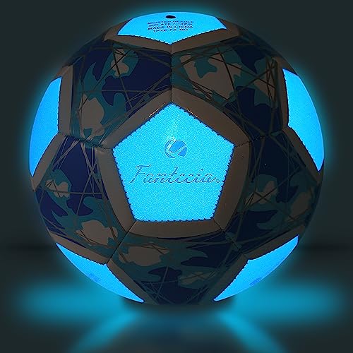 FANTECIA Size 5 balón de fútbol Brilla en la Oscuridad, balón de fútbol Fluorescente para Entrenamiento y Juegos, balón de fútbol Iluminado para jóvenes y niños.