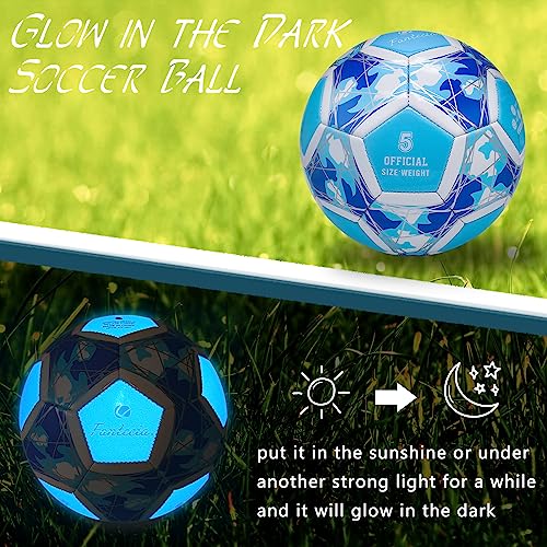 FANTECIA Size 5 balón de fútbol Brilla en la Oscuridad, balón de fútbol Fluorescente para Entrenamiento y Juegos, balón de fútbol Iluminado para jóvenes y niños.