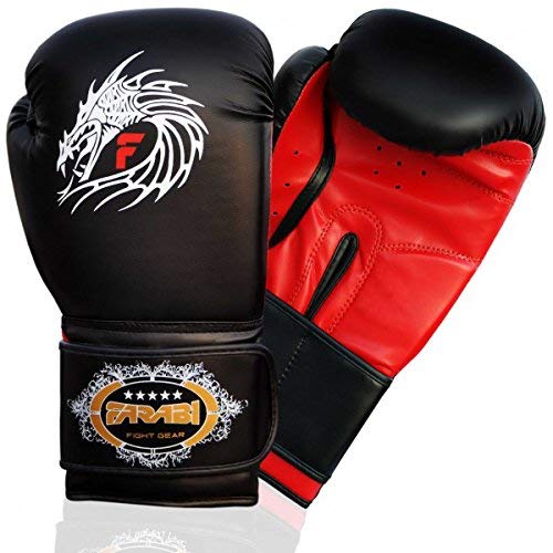Farabi Sports Boxing Gloves Boxing Gloves for Training Punching Sparring Muay Thai Kickboxing Gloves (Black Dragon, 14-oz)