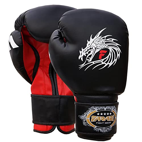 Farabi Sports Boxing Gloves Boxing Gloves for Training Punching Sparring Muay Thai Kickboxing Gloves (Black Dragon, 14-oz)