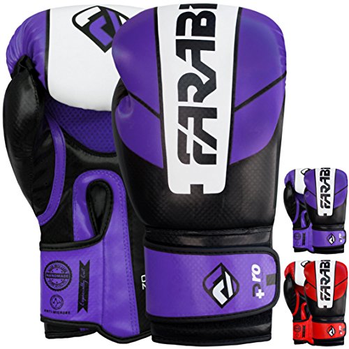 Farabi Sports Boxing Gloves Boxing Gloves for Training Punching Sparring Muay Thai Kickboxing Gloves (Purple/Black, 14-oz)